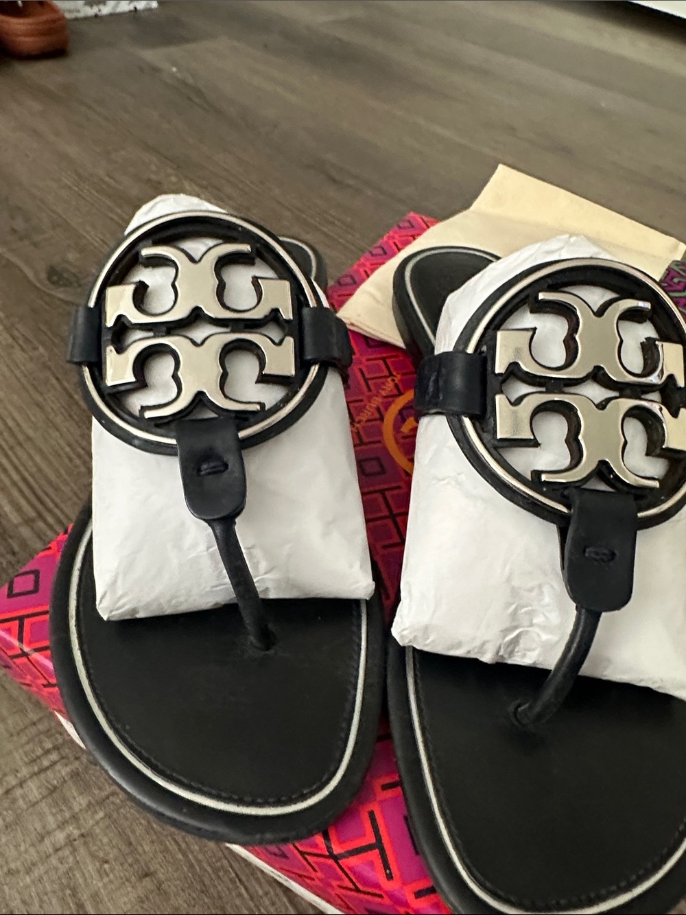 Tory Burch Millers in Navy Blue and SilverSandals - Picture 2 of 7